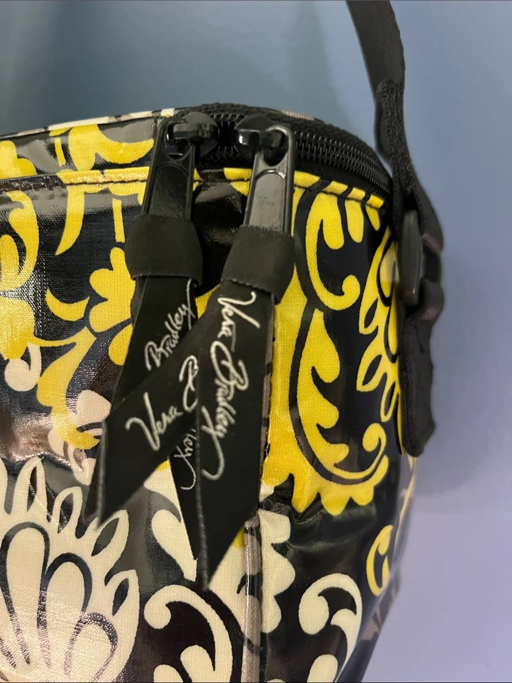 Vera Bradley Black Yellow Floral Shoulder Cosmetic Case